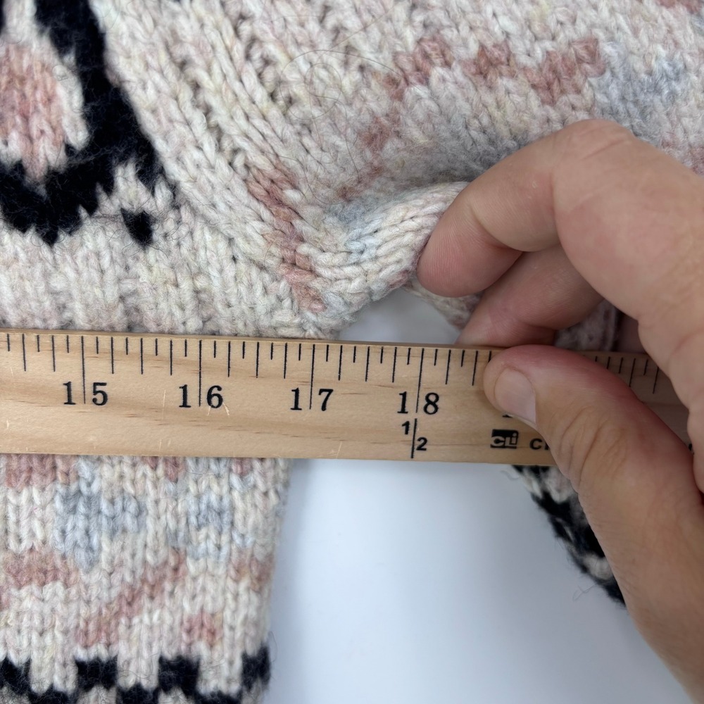 ASTR The Label Maria Fair Isle Mock Neck Puff Sleeve Sweater Womens XS Ivory - Picture 4 of 7